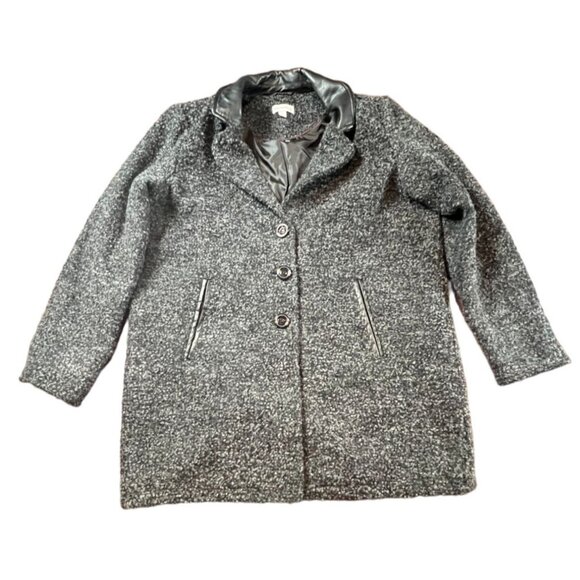 Susan Graver Large Black Tweed Coat Faux Leather Collar (discounted for collar) - Picture 1 of 8